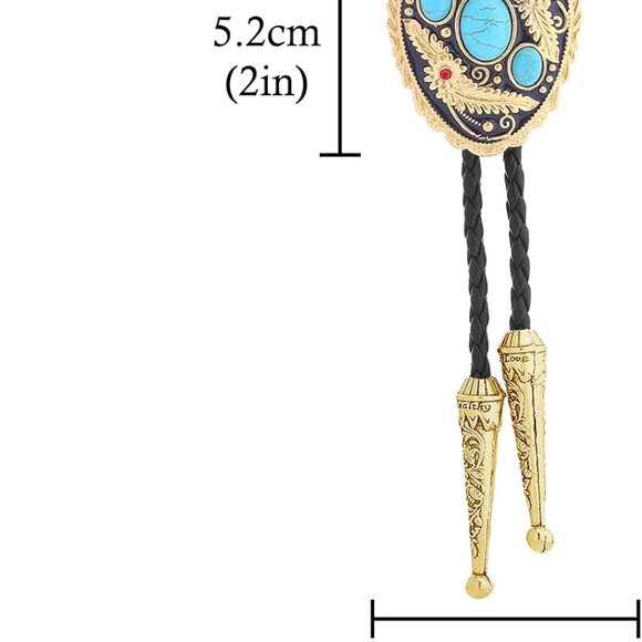 Black Bolo Tie for Men, Native American Western Cowboy Bolo Tie - Picture 2 of 6